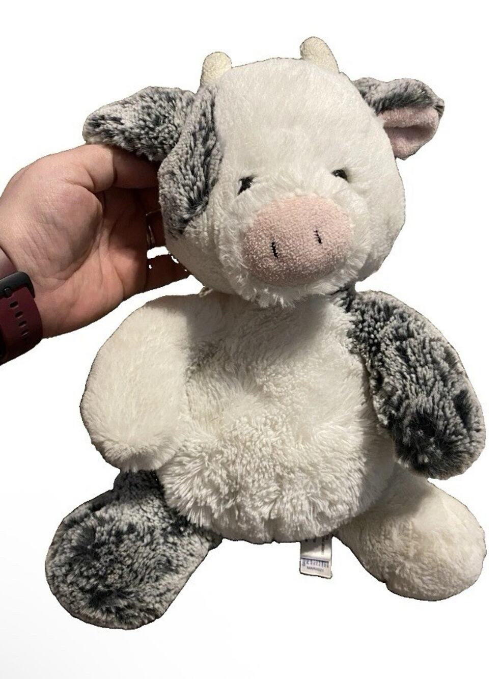Aurora Baby Plush 10” Stuffed Cow Gray & White Cow Soft Toy